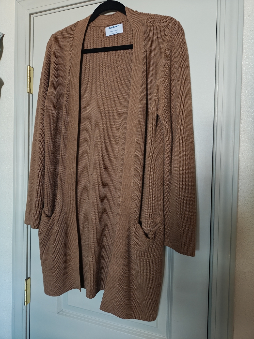 Old Navy Women's Open-Front Long Cardigan Sweater in Camel Brown